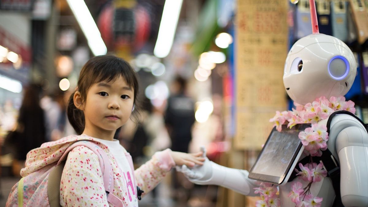 AIへの的確な指示を象徴する人とロボットの対話