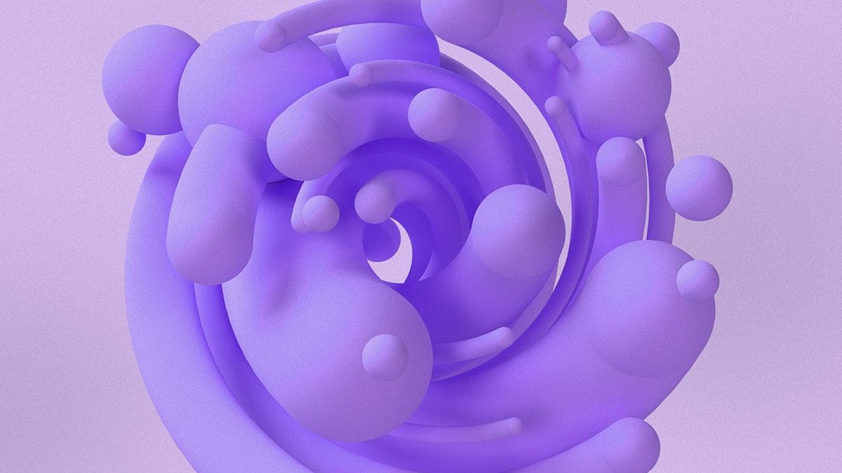 正しい読者を引き寄せる様子をイメージした紫の渦巻き3Dグラフィック
