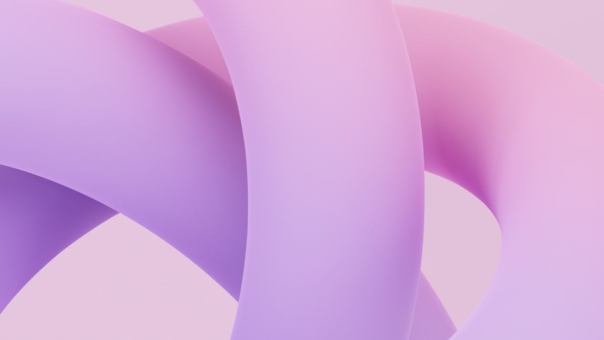 成果から逆算してツールを選ぶことを表す、淡いピンクと紫の抽象的な3D曲線