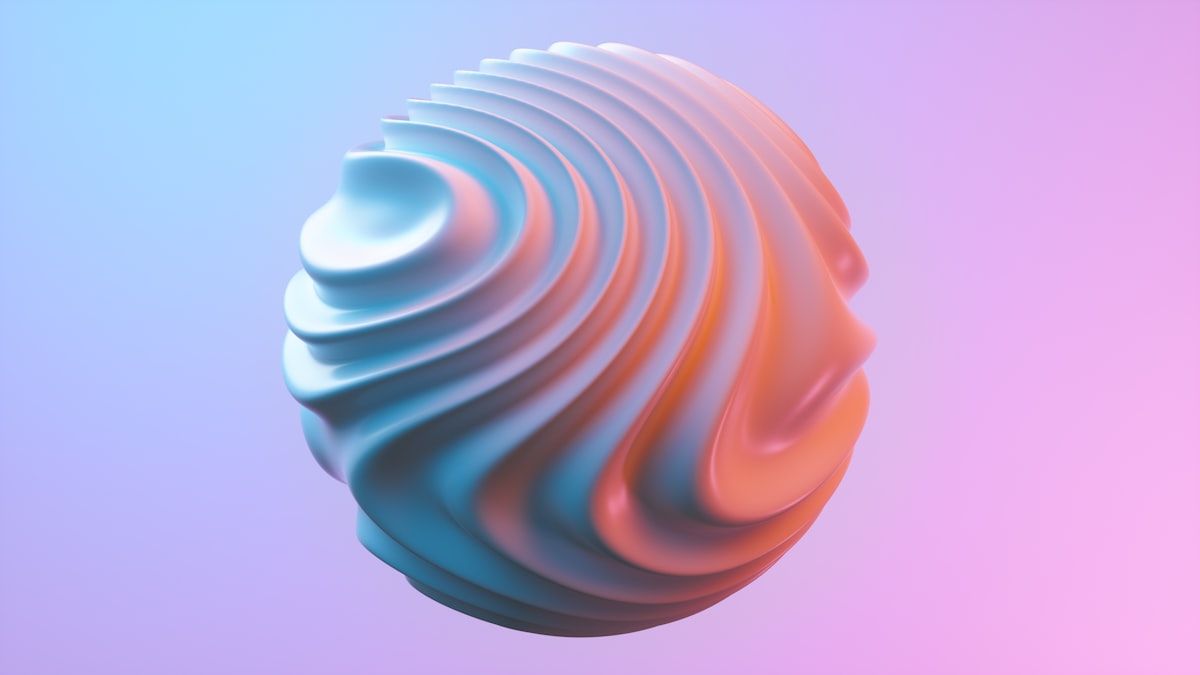 売れる商品ページを表す、青とピンクの渦を巻く抽象的な3Dの球体