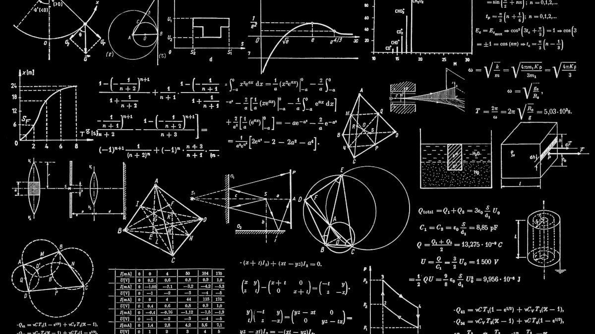 AIが即座に答える一般論の広がりをイメージした数式と図の黒板