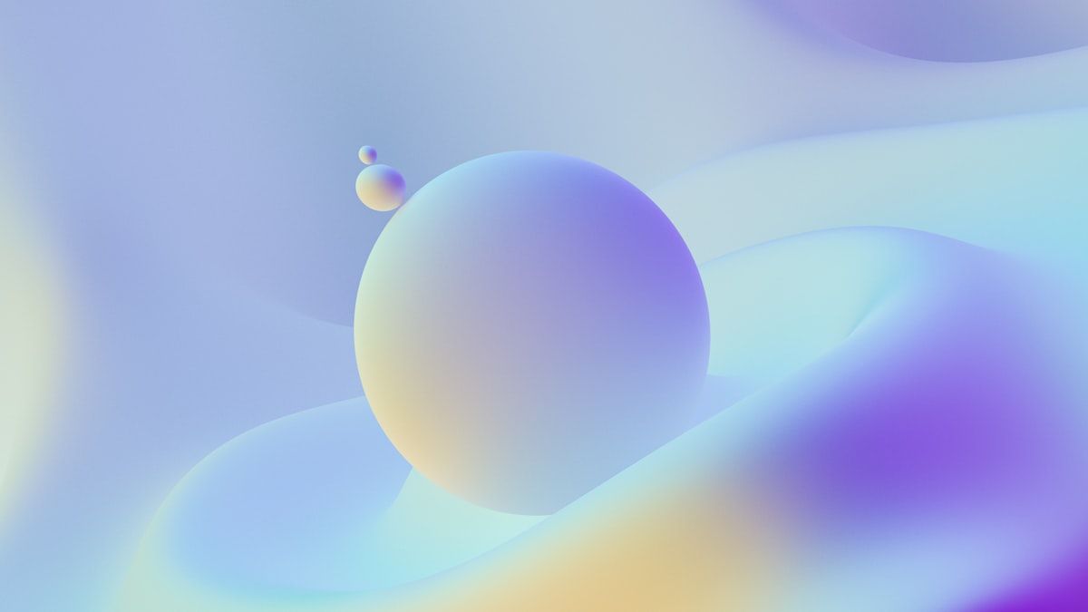 クリックされるメタ説明の型を表す、淡いパステルの抽象的な3Dの球体