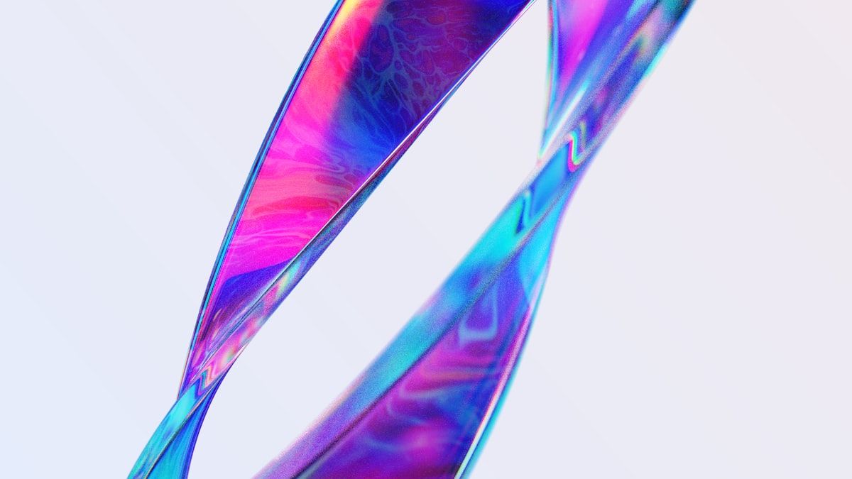 クリックされる説明と離脱を招く説明の違いを表す、虹色の抽象的な3D