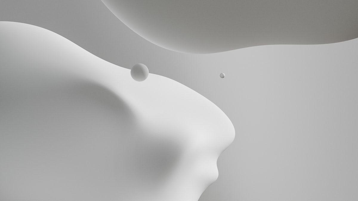 依頼につながる信頼設計を表す、白とグレーのなめらかな抽象的な3D