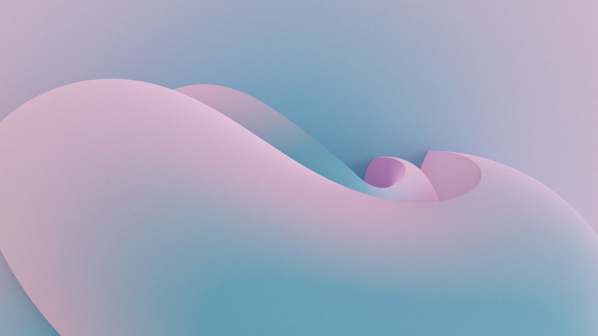 エリアの住む情報を表す、淡いピンクとブルーのなめらかな波の抽象的な3D