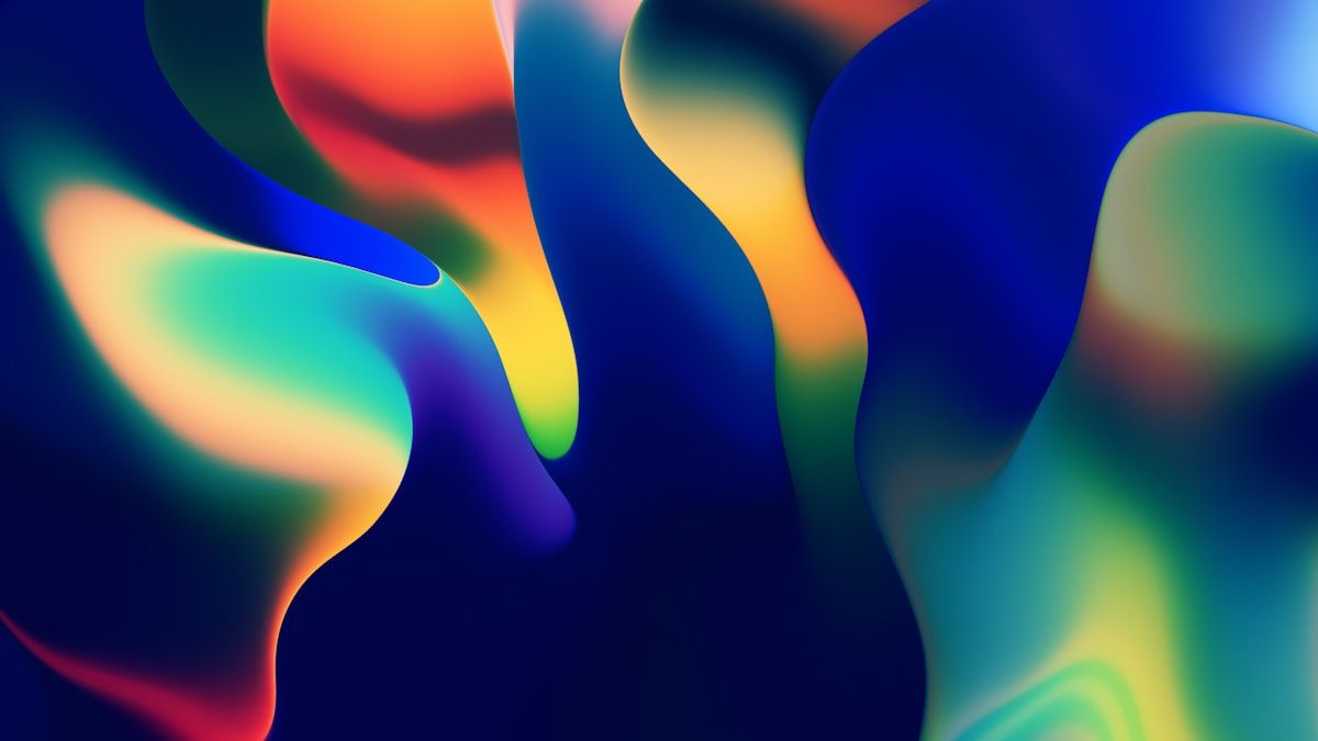 組み合わせの広がりをイメージした青基調の流体3Dグラフィック