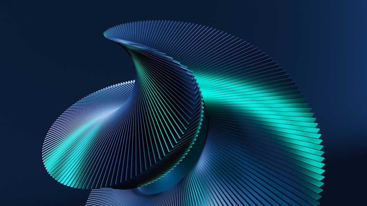 母語で最小の予約フォーム設計を表す、ティールの螺旋の抽象的な3D